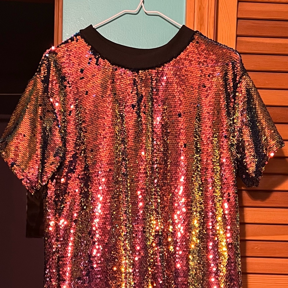 Sequin short sleeve oversized dress, smoke-free home lightly worn